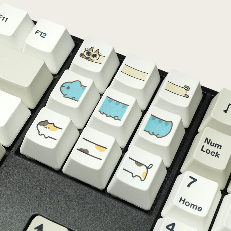 MiFuny Cute Artisan Keycaps PBT Custom Cartoon Opaque Keyboard Caps OEM Profile Key Caps for Mechanical Keyboard Accessory Gift