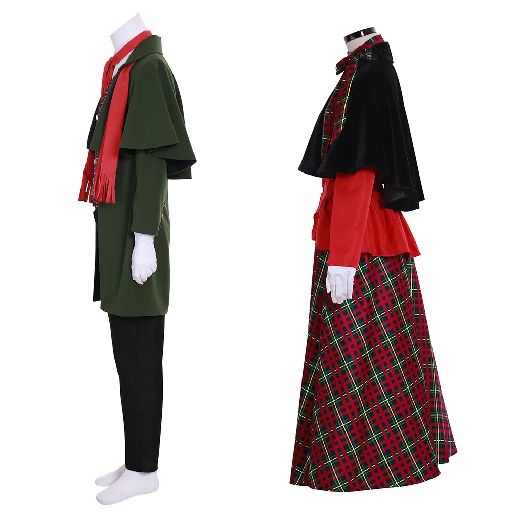 Christmas Carol Cosplay Victoria Charles Dickens Christmas Men Women Christmas Cosplay Red Green Costume Set Halloween costume