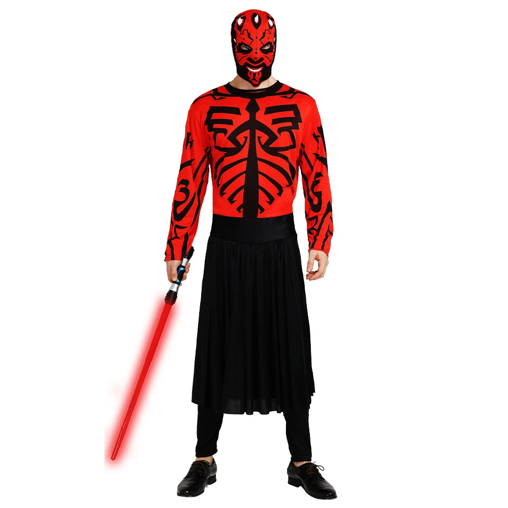 Darth Maul Cosplay Costume Red Uniform Suit Adult Halloween Carnival Party Costumes for Man Horror No sword