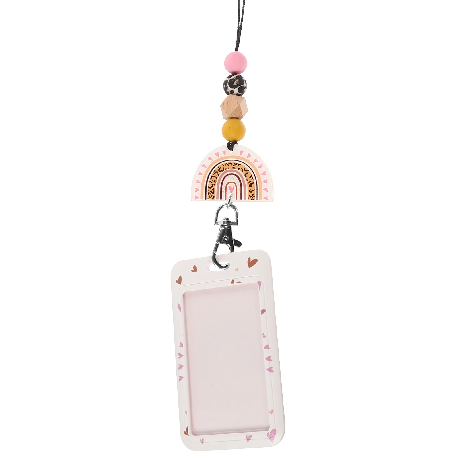 

ID Card Holder Sleeve for Lanyard Silicone Beaded Name Tag with Badge Holders Office