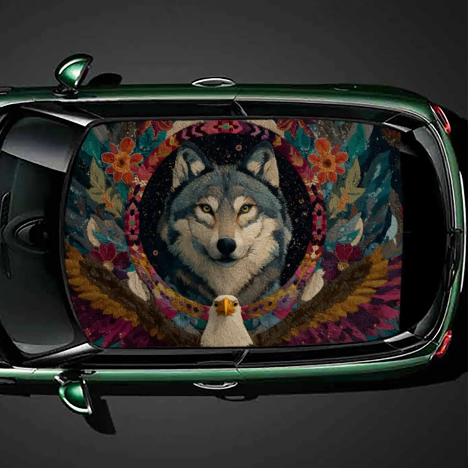 

Виниловая наклейка на крышу автомобиля Cool Wolf & Eagle, автонаклейка, художественное украшение автомобиля, самоклеящаяся водонепроницаемая наклейка на внешний вид автомобиля A