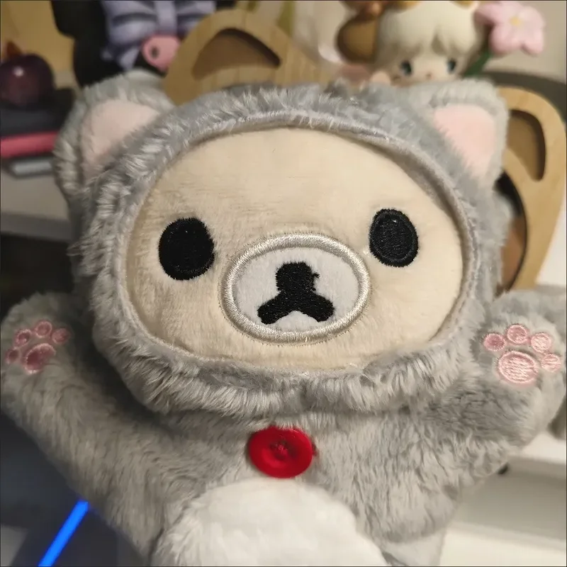 Rilakkuma Bear Sister مقلمة كرتونية يابانية من القطيفة ذات سعة كبيرة حقيبة تخزين محمولة بتصميم قطة هدية مكتب المدرسة