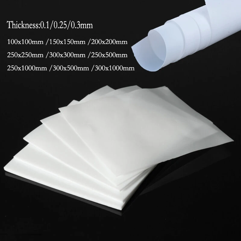 Folha de Filme Ptfe Branca para Suprimentos Elétricos Alta Resistência Virgem Grossa 0.1 mm 0.25 mm 0.3 mm 1pc 100×100 mm 250x 500 mm