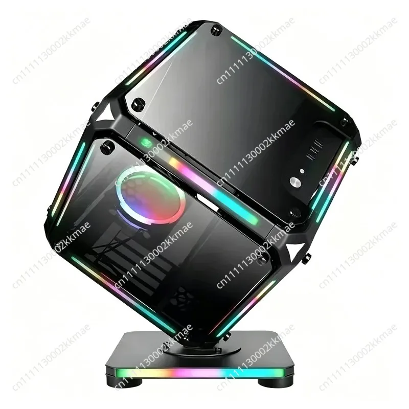 Chasis de computadora con forma de cubo transfronterizo, caja de host para eSports de cibercafé de escritorio, MAT creativo de vidrio templado