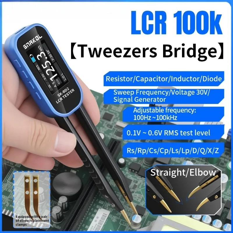 Precision Handheld Tweezer LCR Meter Smart Digital Bridge Tester for Voltage Resistance Capacitance Inductance