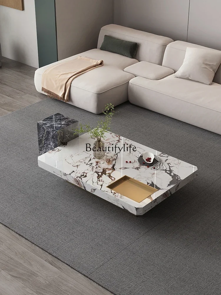 

ls 04Living Room Light Luxury Square Combination Marble Luxury Slate Tea Table