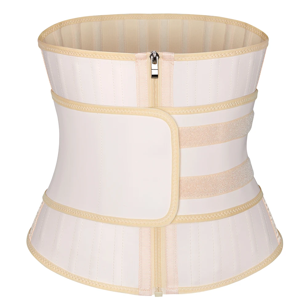 25 Steel Bone Latex Waist Trainer Front Zip Underbust Corset with One Belt Fajas Colombians Body Shaper