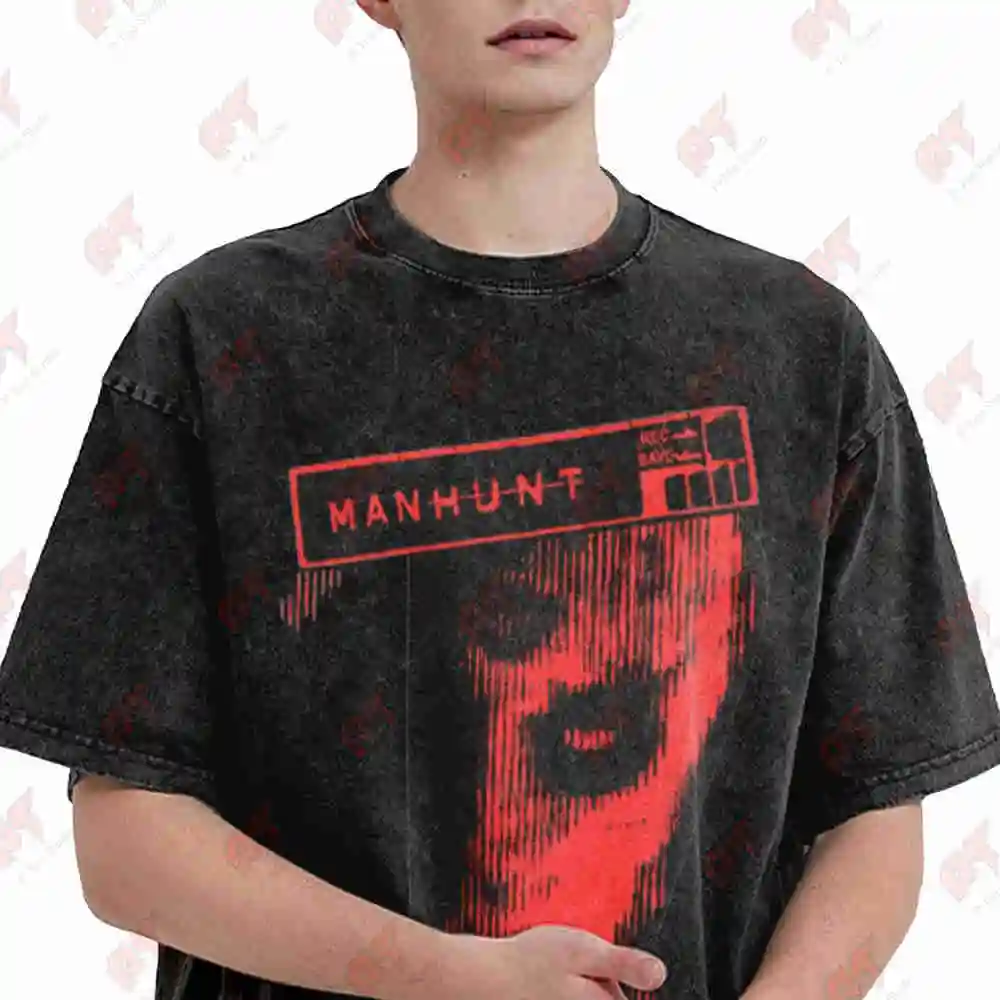 Manhunt Video Game Rated M Vintage Washed Tee Pure Cotton T-Shirt