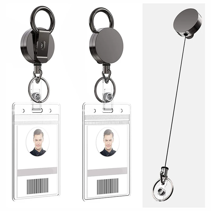 1/3/5 stücke Ausziehbare Metall Schlüsselanhänger Ring Gürtel Clip Pull Schlüsselring Einziehbare ID Karte Lanyards Id abzeichen Halter Abzeichen Clip