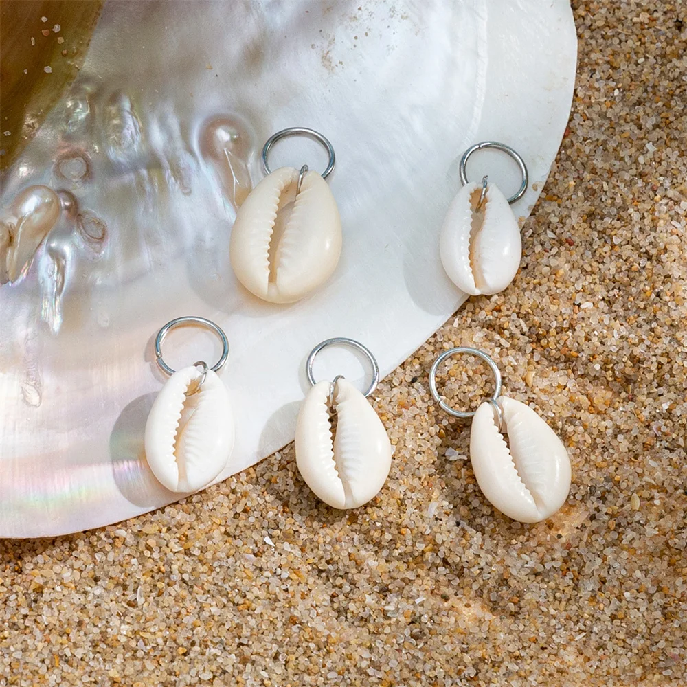 Shell Hair Clips Conch Pendant Hairpin 5Pcs/Pack Vintage Shell Ring Hairpin Bohemian Braid Alloy Hair Clips for Women Girls