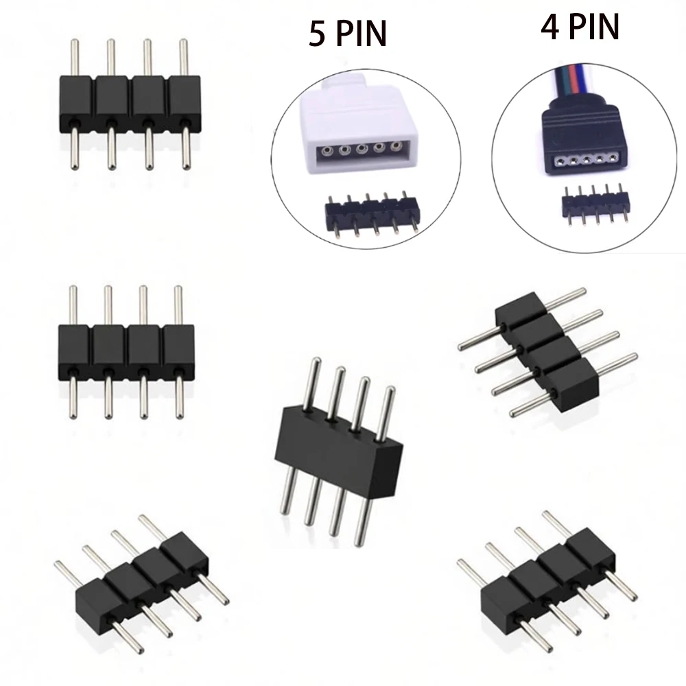 4 5 Pin Male to Male Solderless LED Strip Connector No Soldering Terminal Plug for 2835 5050 RGBW COB LED Ribbon Controller