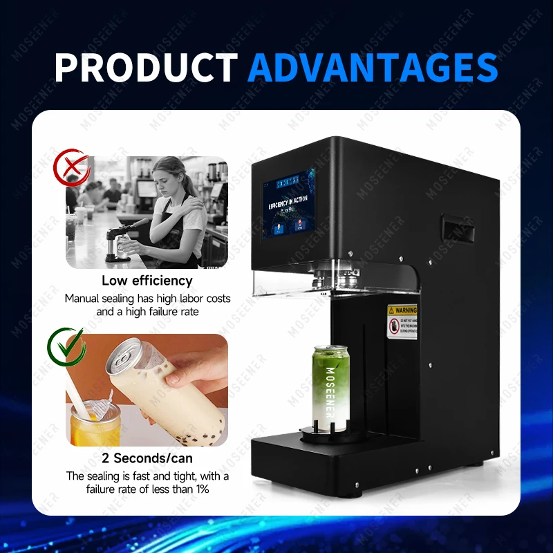 High-Speed Automatic Beverage Can Sealing Machine with 304 Stainless Steel for Plastic and Tin Cans