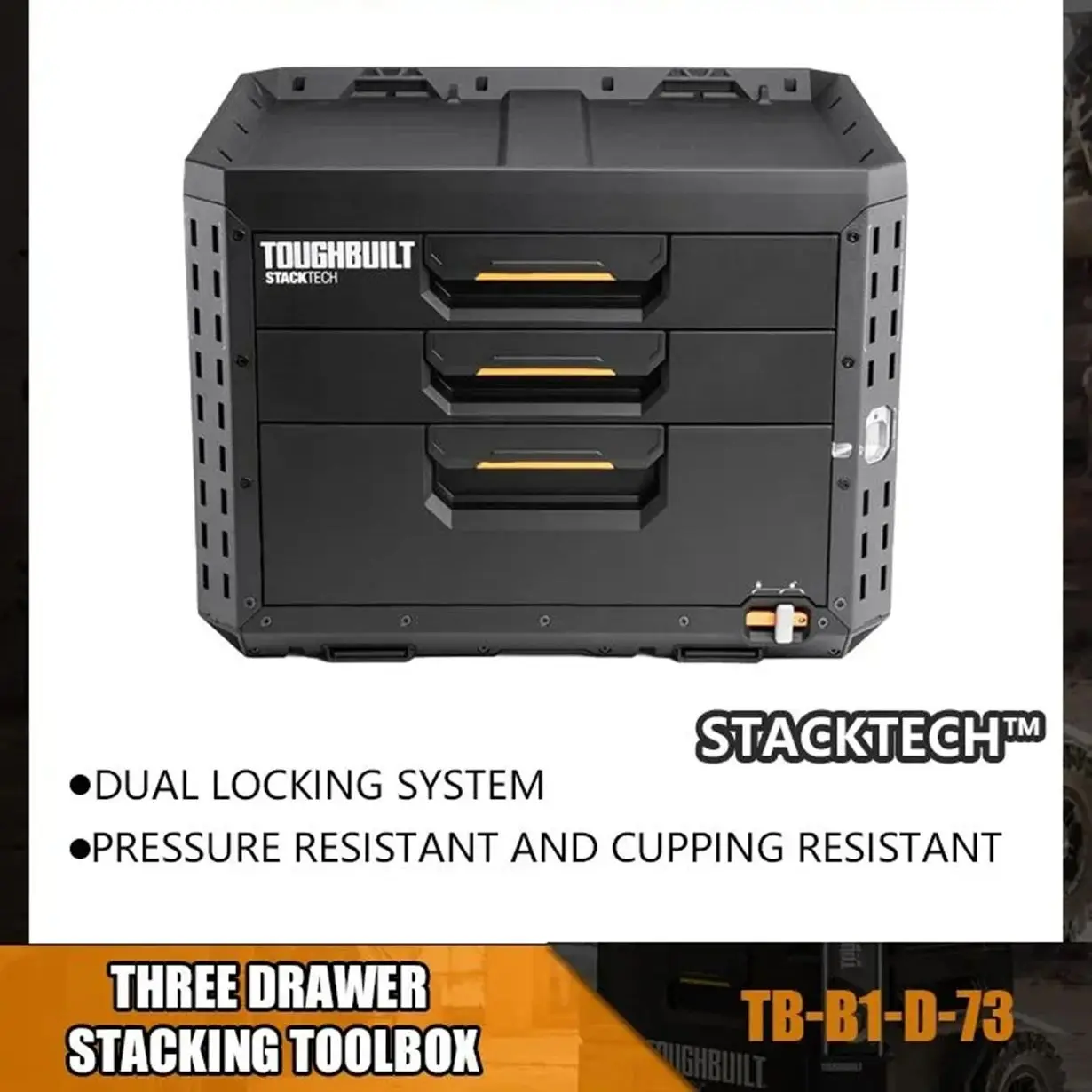 

TOUGHBUILT Модульный 3-слойный ящик для инструментов с 1 большим и 2 малыми выдвижными ящиками TB-B1-D-73