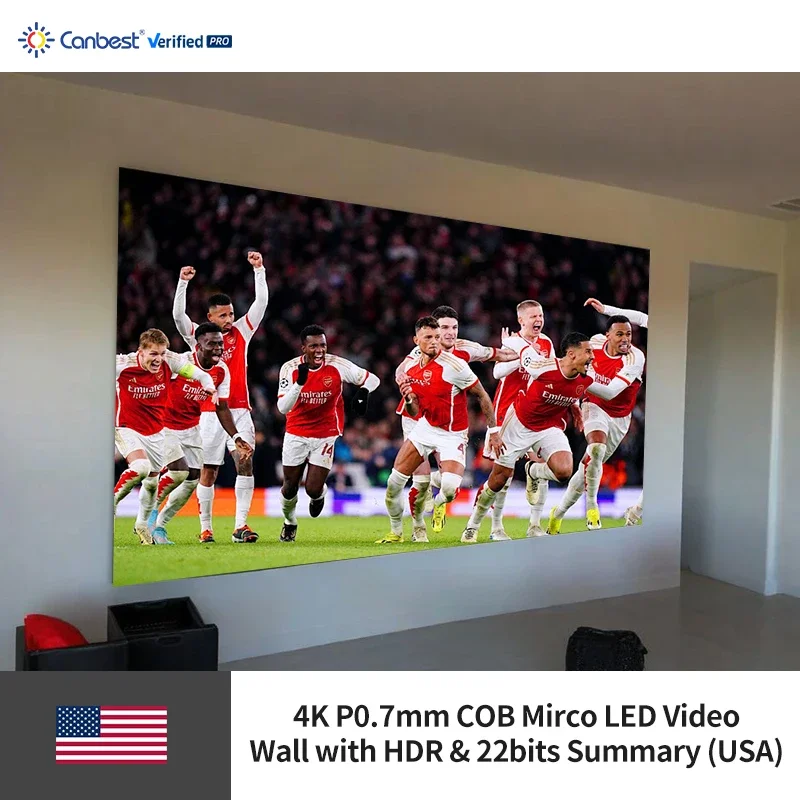 P0.7 3000X1687.5mm 9.84X5.54ft 22Bit HDR 4K COB Micro LED Video Wall Indoor High Definition Display Screen for USA Studio Use