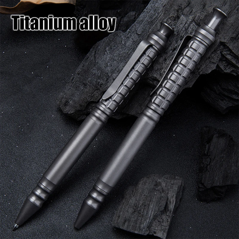 

TC4 Titanium Alloy Tactical Signature Pen Business Office Writing Ballpoint Pen EDC Portable Decompression Press Pen GIFT