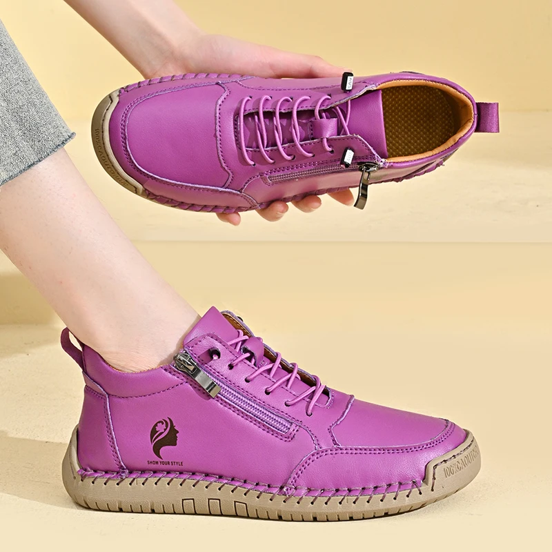 

Осенне-зимняя женская обувь в стиле ретро. Удобная кожаная женская обувь с высоким берцем. Размер 43. Повседневная обувь на плоской подошве. Женская обувь zapatos de mujer.