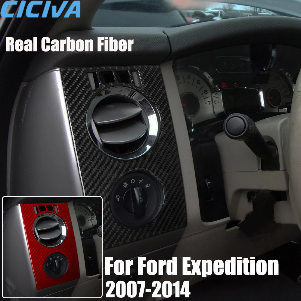 

Автомобильные аксессуары из настоящего углеродного волокна, накладка на вентиляционное отверстие на приборной панели, мягкая наклейка для Ford Expedition 2007 08 09 10 11 12 13 2014
