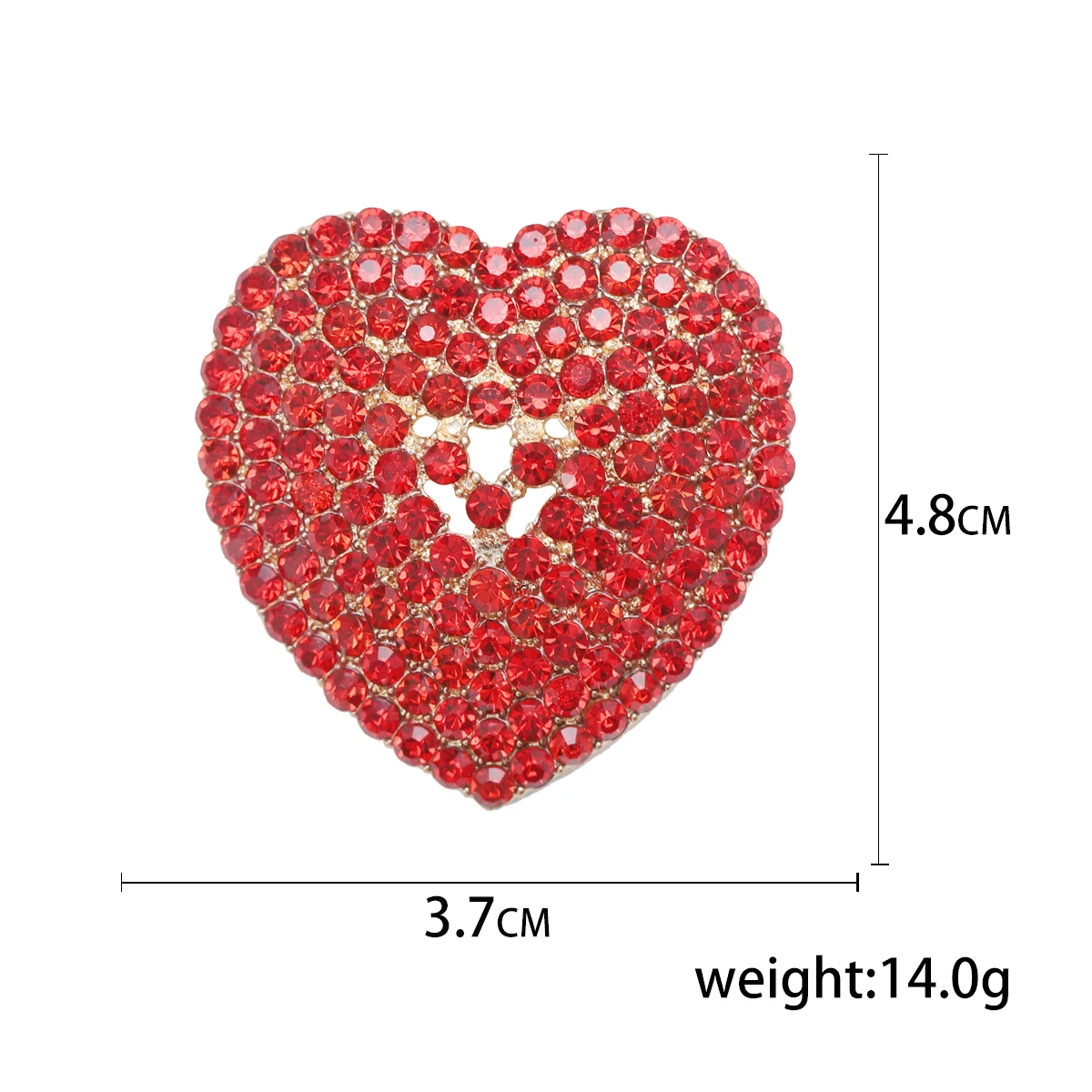 Beaut&Berry Luxury Rhinestone Heart Brooches for Women Unisex Love Pins Casual Party Jewelry Accessories Gifts Decoration