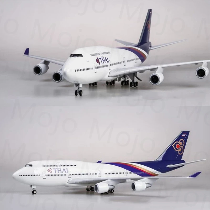 Imagem -03 - Modelo de Aeronave de Resina Fundido com Luzes Led Tailândia Thai Boeing B747 Escala 1:150 47 cm 747 cm