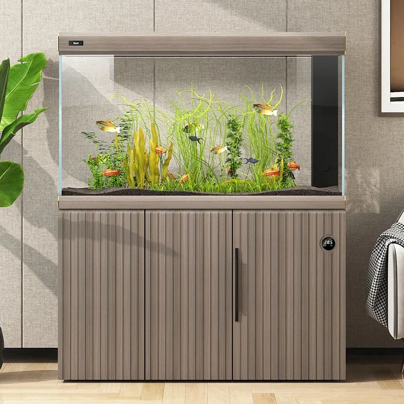 A  Light luxury ultra-white glass ecological fish tank bottom filter living room household small and medium smart aquarium