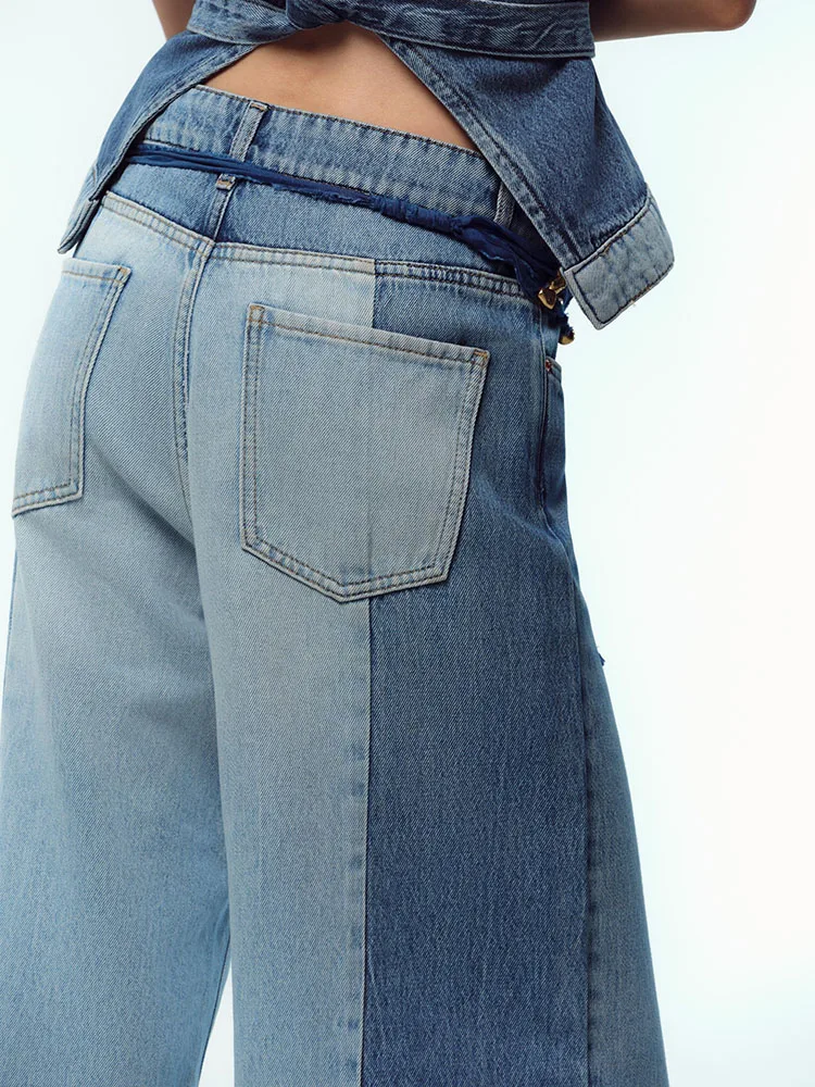 

Модные широкие джинсы с высокой талией, женские осенние новые поступления, универсальные утягивающие джинсовые брюки, этническая сценическая одежда