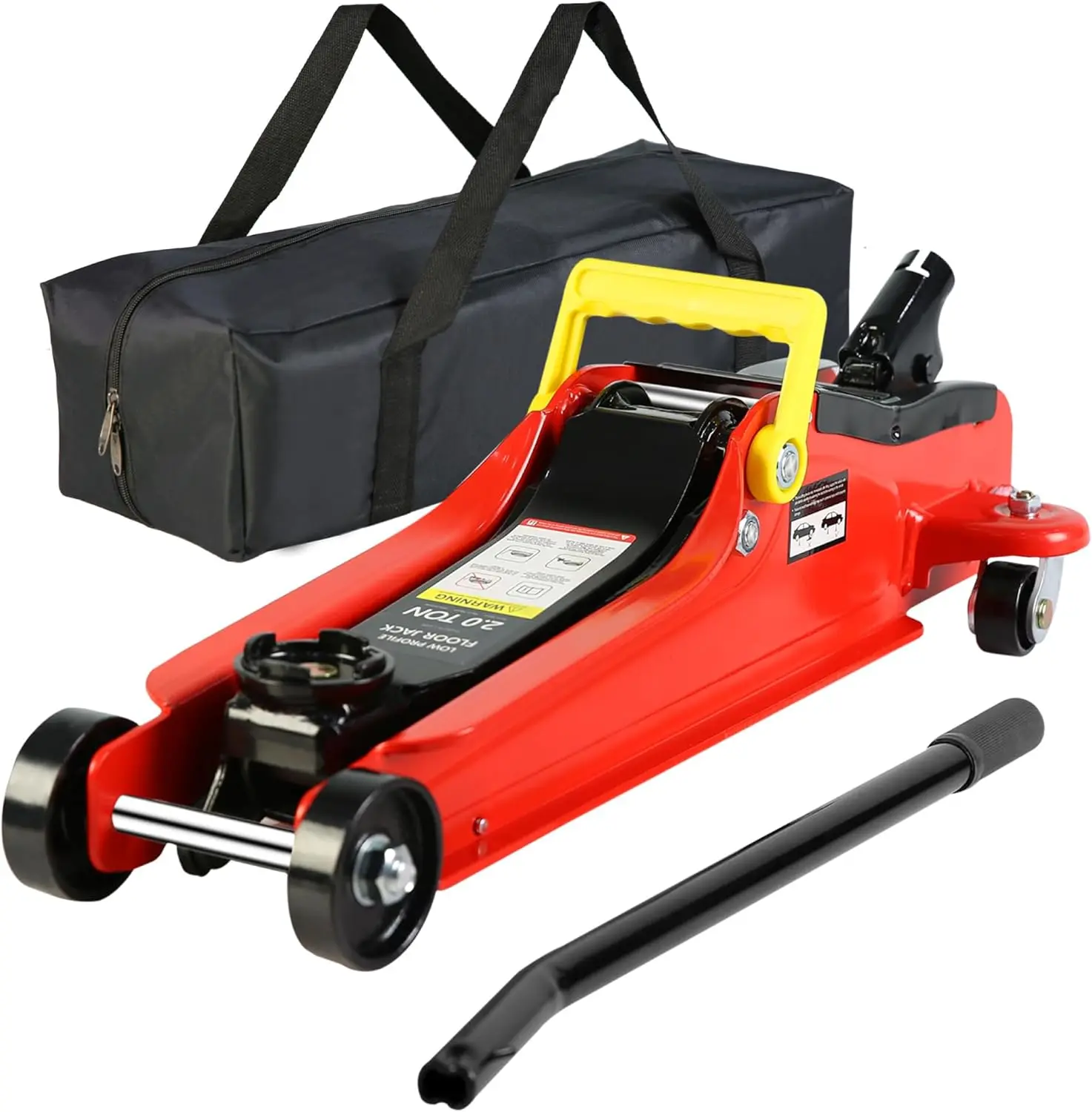 

Professional Heavy Duty Hydraulic Floor Jack, 2 Ton (4400lb) Capacity, Red, Compatible with Car, Truck, SUV, 3.3"-15.2" Lift Ran