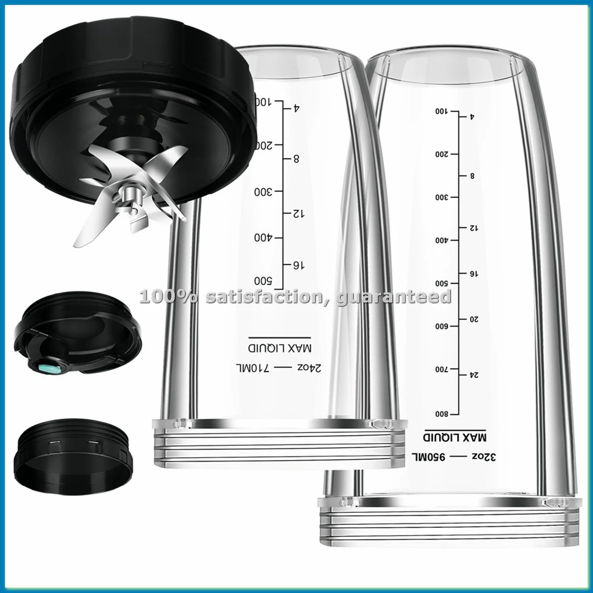 

Blender Replacement Parts for , 32oz & 24oz Blender Cups Replacement with To-Go Lids & 7-Fins Extractor Blade-A73M