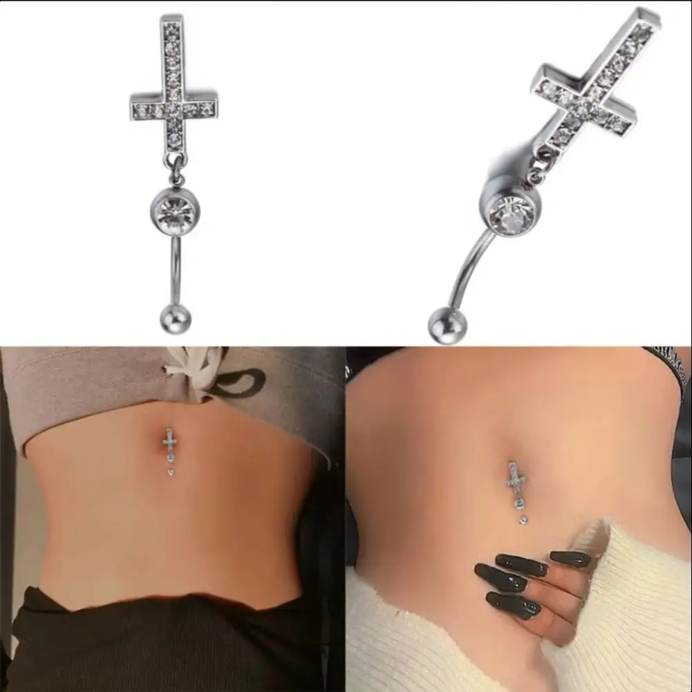 Belly Navel Rings Body Piercing Button Rings Sexy Drop Dangle Body Belly Piercing Jewelry Cross Navel Ring for Women