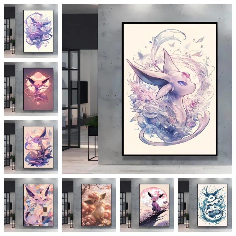 Canvas HD Prints Comics Pictures Pokemon Espeon Anime Character Poster Not Fading Home Living Room Decor Holiday Gift Classic