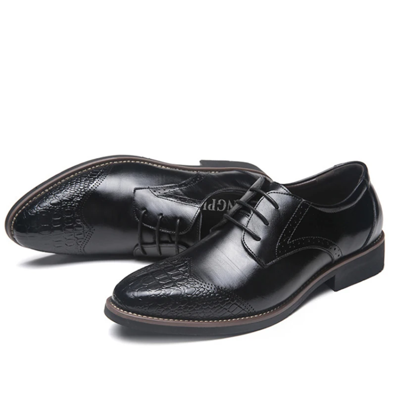 Mens Multi Color Croc Embossed Brogue Oxfords Classic Lace Up Formal Dress Shoes For Business Wedding Office Party Comfortable
