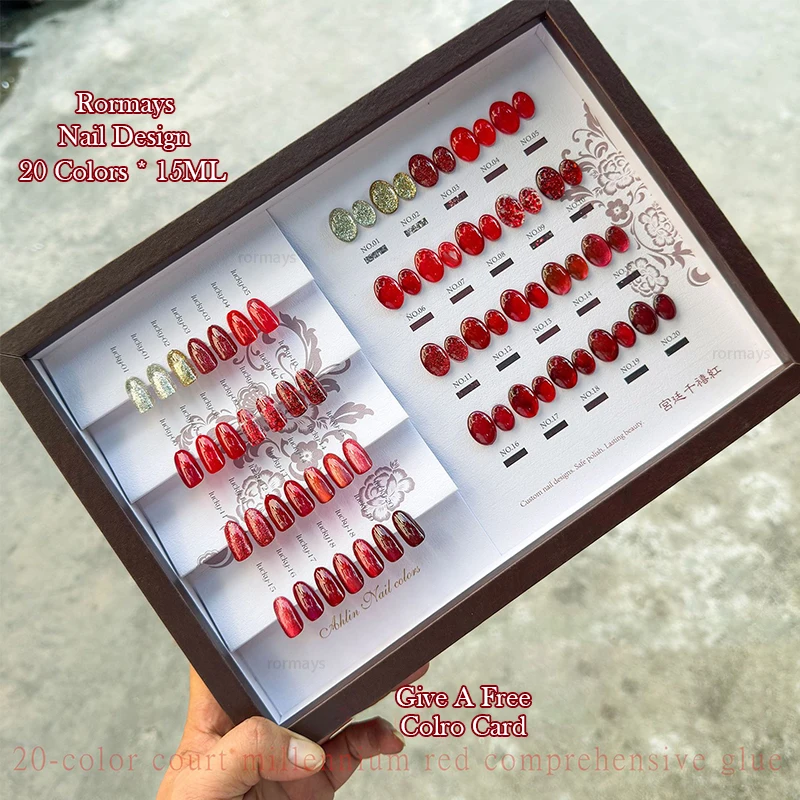 

Rormays Red Cat Eye Nail Glue Crushed Diamond Transparent Nail Semi Permanent UV Transparent Platinum Nail Glue Salon Shining