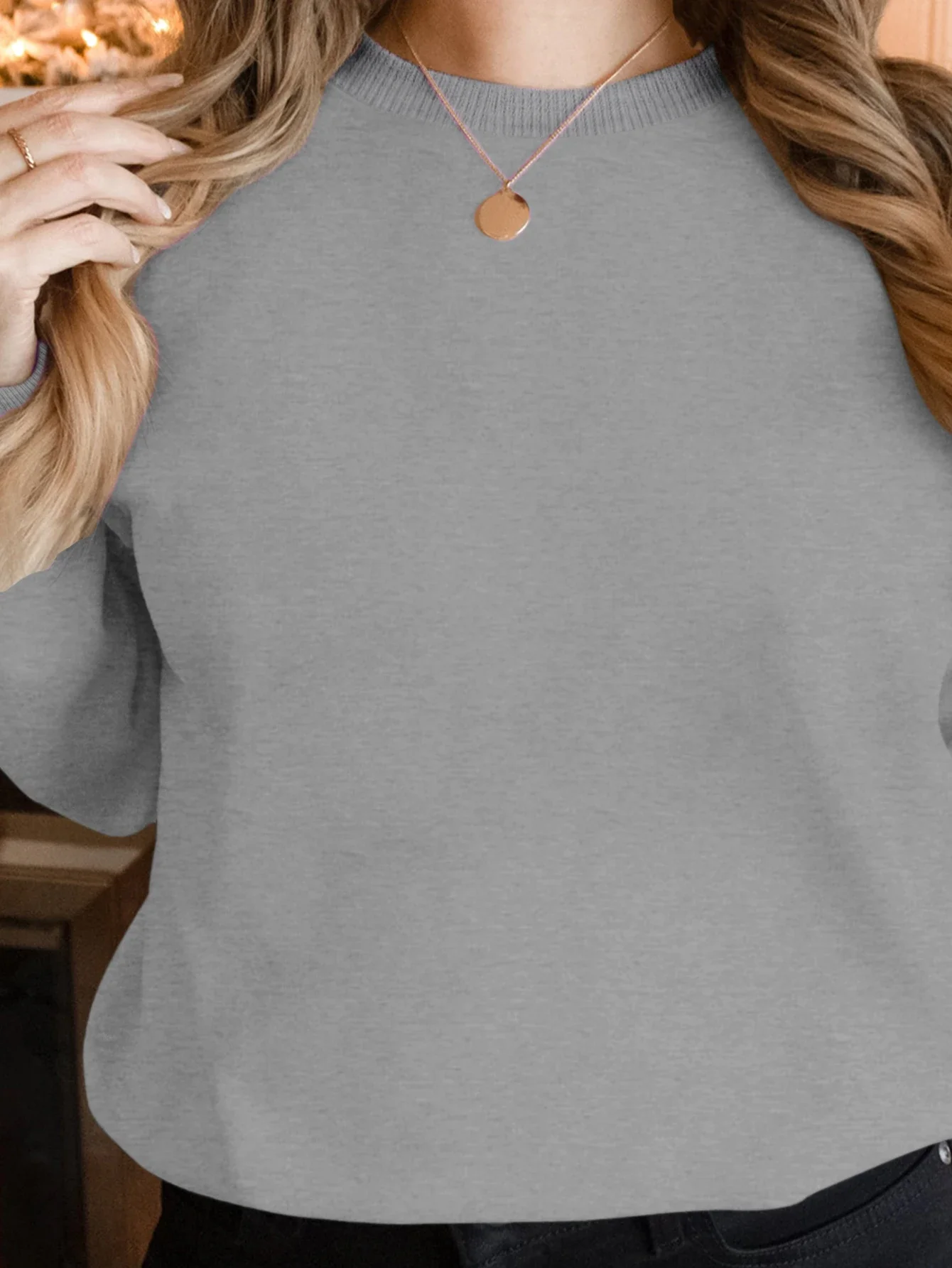 Damen-Sweatshirts – lässiger Langarm-Pullover, lockere Passform für den täglichen Gebrauch, stilvolle einfarbige Farben, einfach zu kombinieren mit verschiedenen Ou