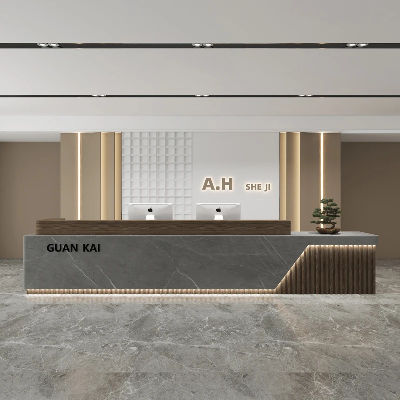 Bar Counter Reception Desk Shop Cabinet Check Out Lighting Bar Console Standing Conference Modern Theke Rezeption Furniture