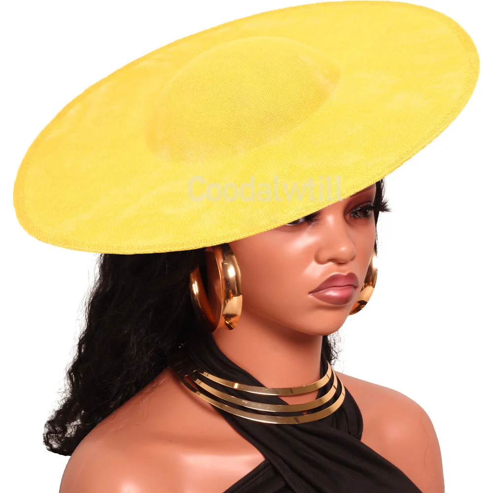 Yellow Big Fascinator Base 40CM Size Women Wedding Fascinator Hats DIY Hair Accessories Top Millinery Cap Supplies Craft