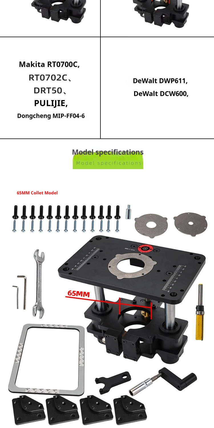 Exclusive DIY Industrial Router Lift System Customizable 65mm 69mm Diameter Routers OEM Aluminum Alloy Cam Locking Hand Tools
