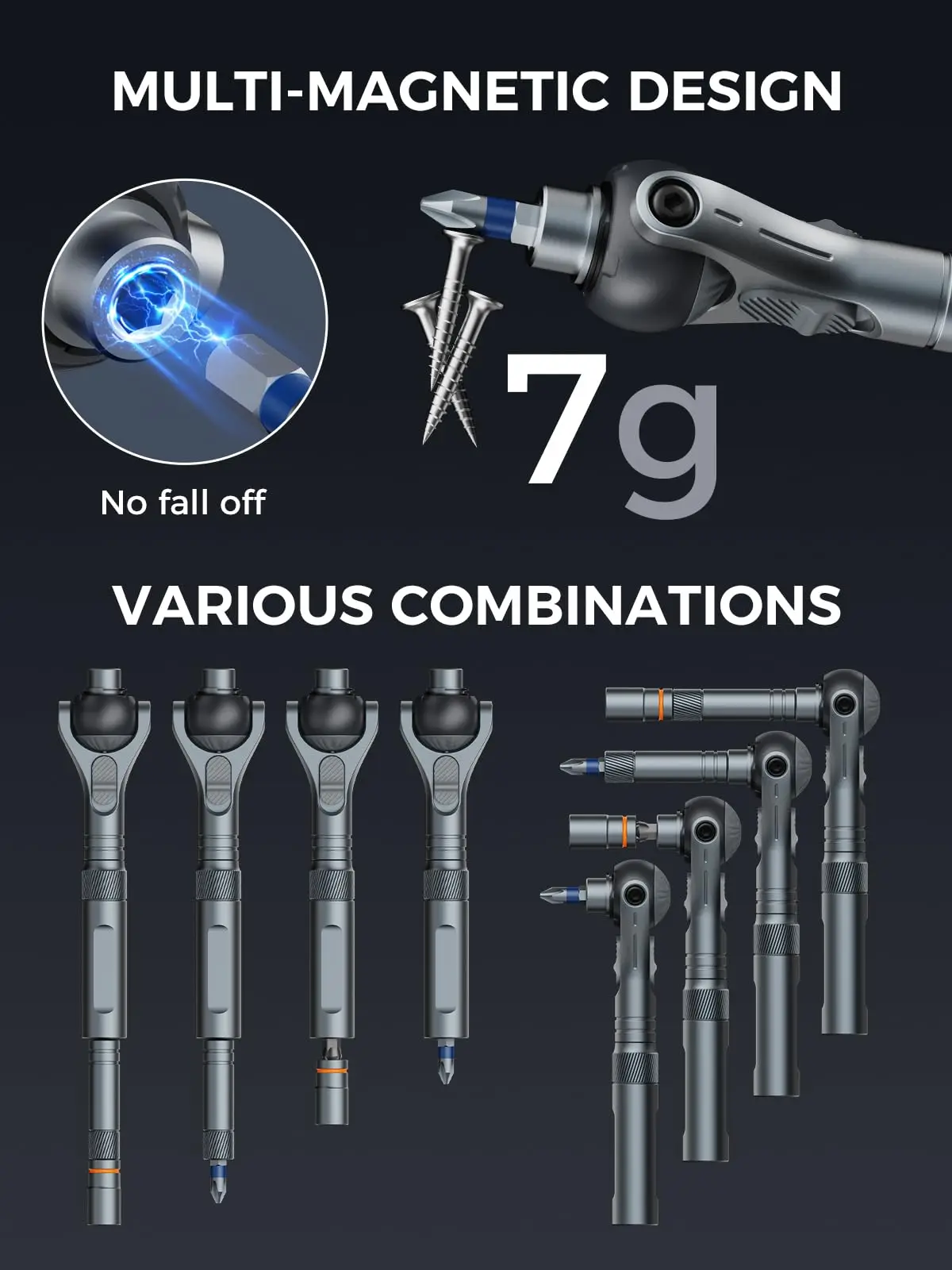 ATuMan Set di cacciaviti a cricchetto 40 in 1 Set di cacciaviti magnetici a cricchetto 180 °   Testa a cricchetto per casa, fai da te e manutenzione