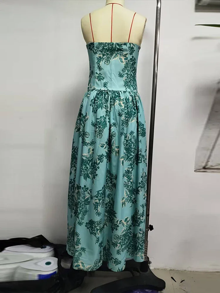 Abito lungo da donna stampato sexy Elegante abito aderente con spalle scoperte senza maniche patchwork femminile 2025 Summer Lady Vestdios