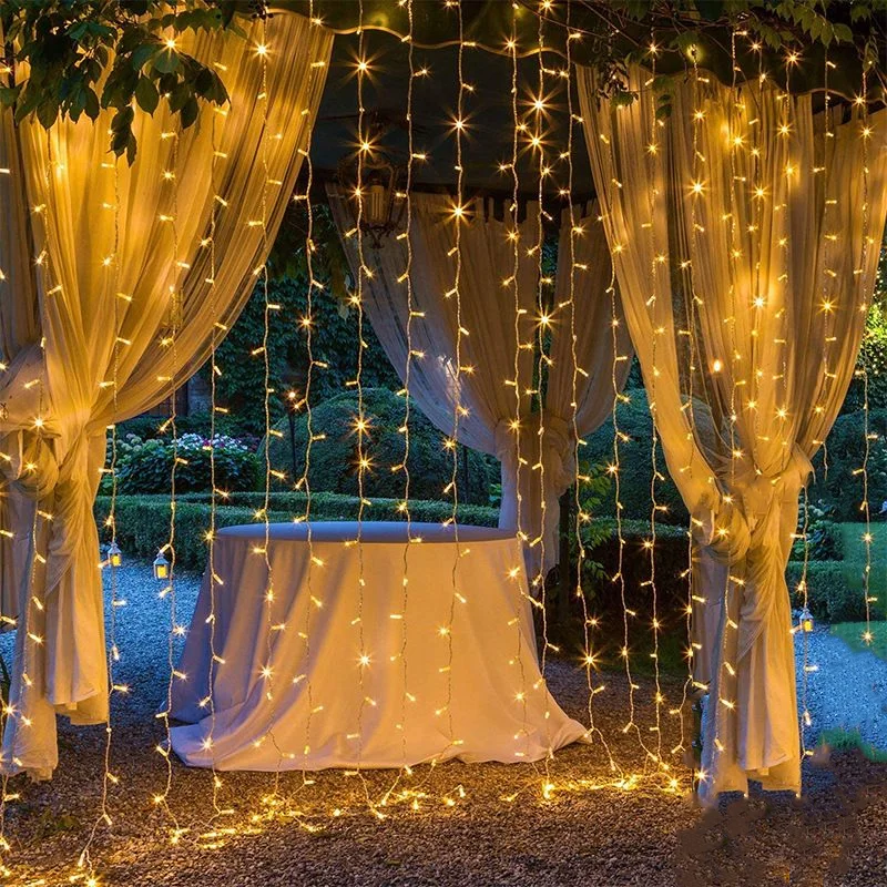 Imagem -04 - Christmas Led Solar Curtain Light Waterfall Fairy 3m Jardim ao ar Livre Casamento Pátio Cerca Gazebo Wall Decor Modos de Iluminação