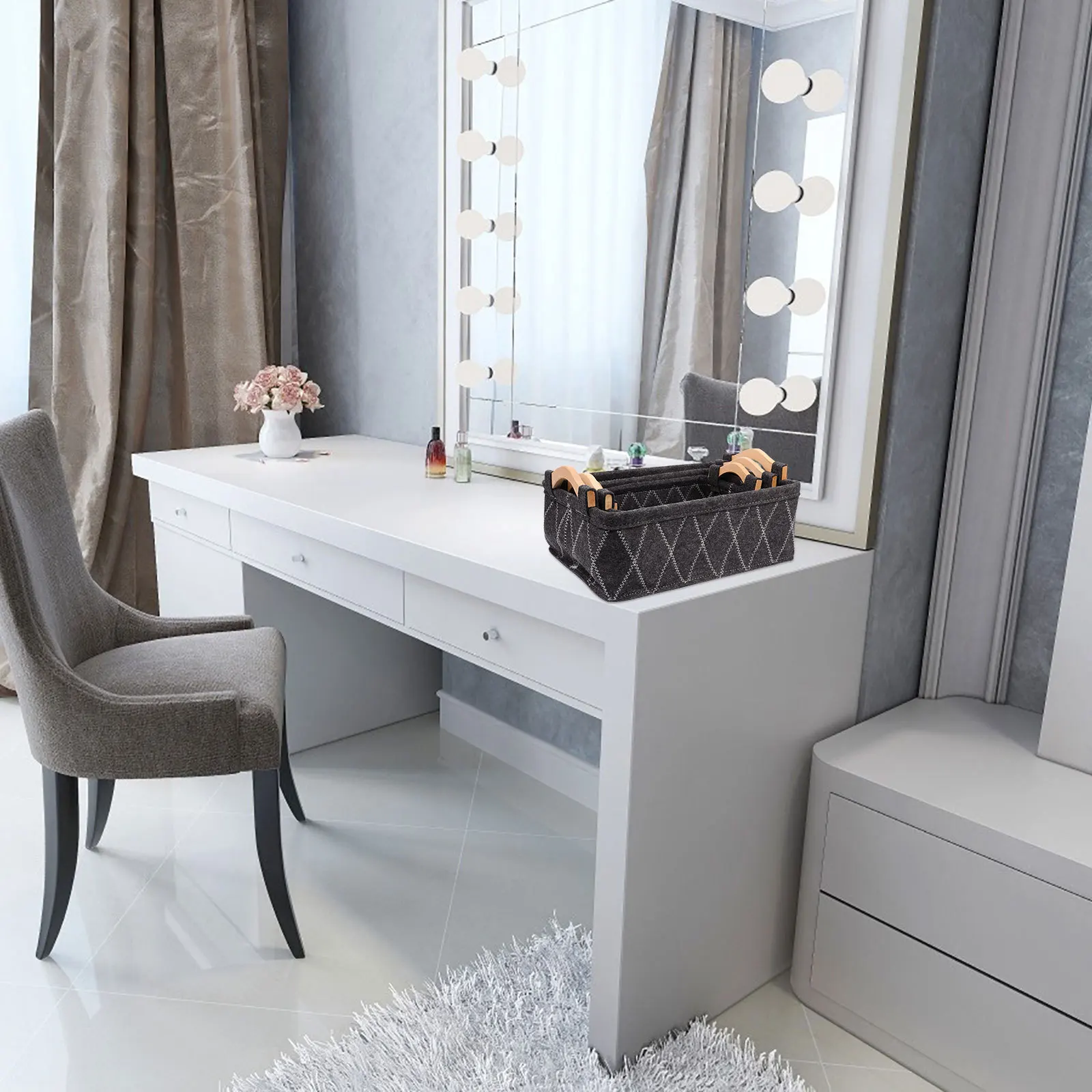 

1Set Storage Basket Felt Simple Japanese Style Soft Makeup Organizer Holder Home Storage Cosmetics Holder