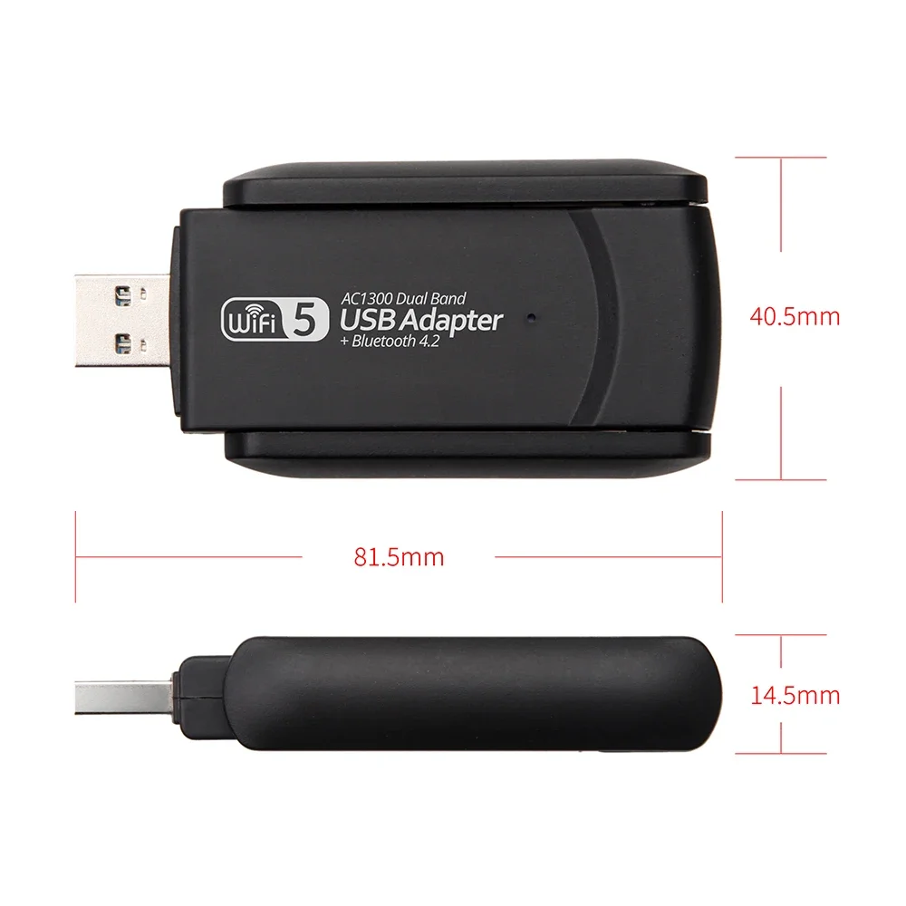 Bt 4.2 wifi usb 3.0 adaptador de banda dupla 2.4ghz & 5ghz 1300mbps wifi usb para computador desktop portátil placa de rede receptor sem fio