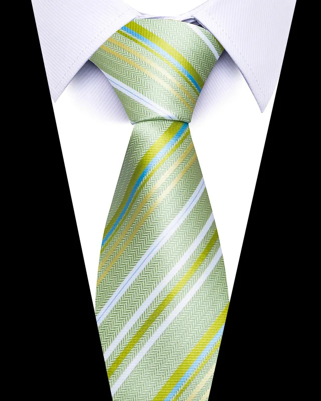 Hochwertige Hochzeitskrawatten für Männer, modisch, neuer Stil, blauer Streifendruck, Krawatten, tägliches Büro, Bekleidung, Accessoires, Geschenk für Männer – Detail 30