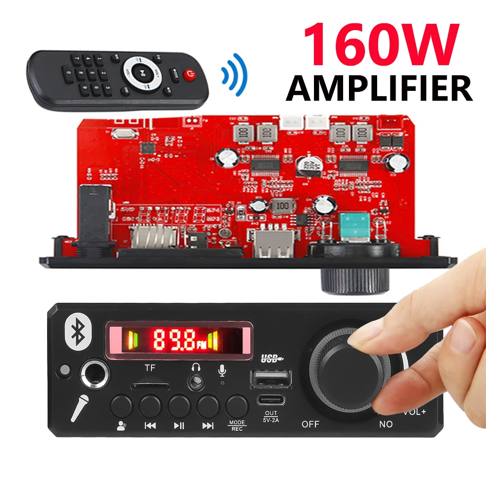 Płytka dekodera KEBIDU 160W Bluetooth MP3 WMA DIY Zestaw do samodzielnego montażu, samochodowy odtwarzacz MP3 z mikrofonem, radio, bezprzewodowy odtwarzacz muzyczny do głośników — zdjęcie produktu 7