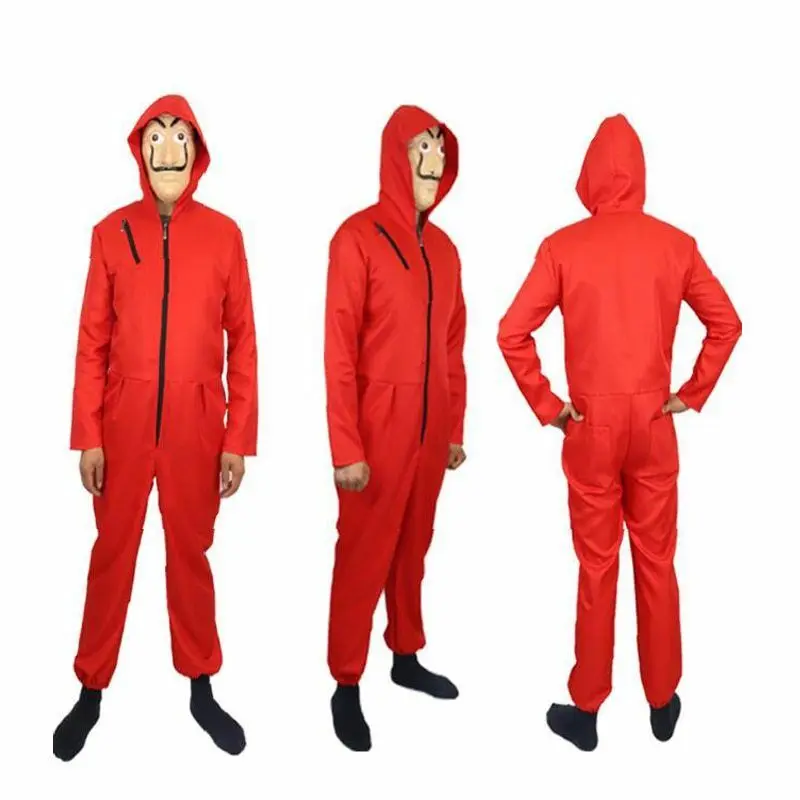Play as a costume jumpsuit Spanish movie character Long sleeved cotton blended polyester fiber Solid color sports style