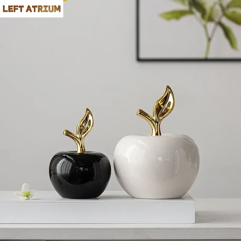 

Gold-plated Ceramic Apple Statue Desk Decoration Ornaments Golden Apple Porcelain Sculpture Modern Artwork Room Aesthetic Decor