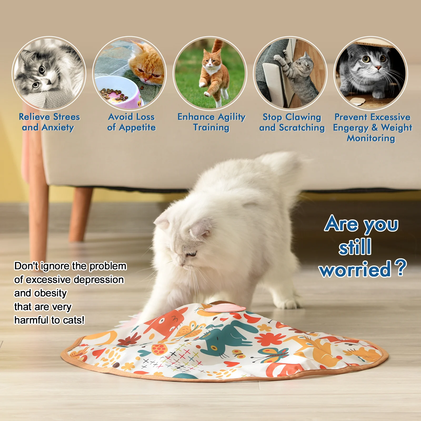 Cat Toys Interactive Motorized Wand Kitten Toys Electronic Exercise Pet Toy for Indoor Cats Automatic Motion Cat Teasing Feather