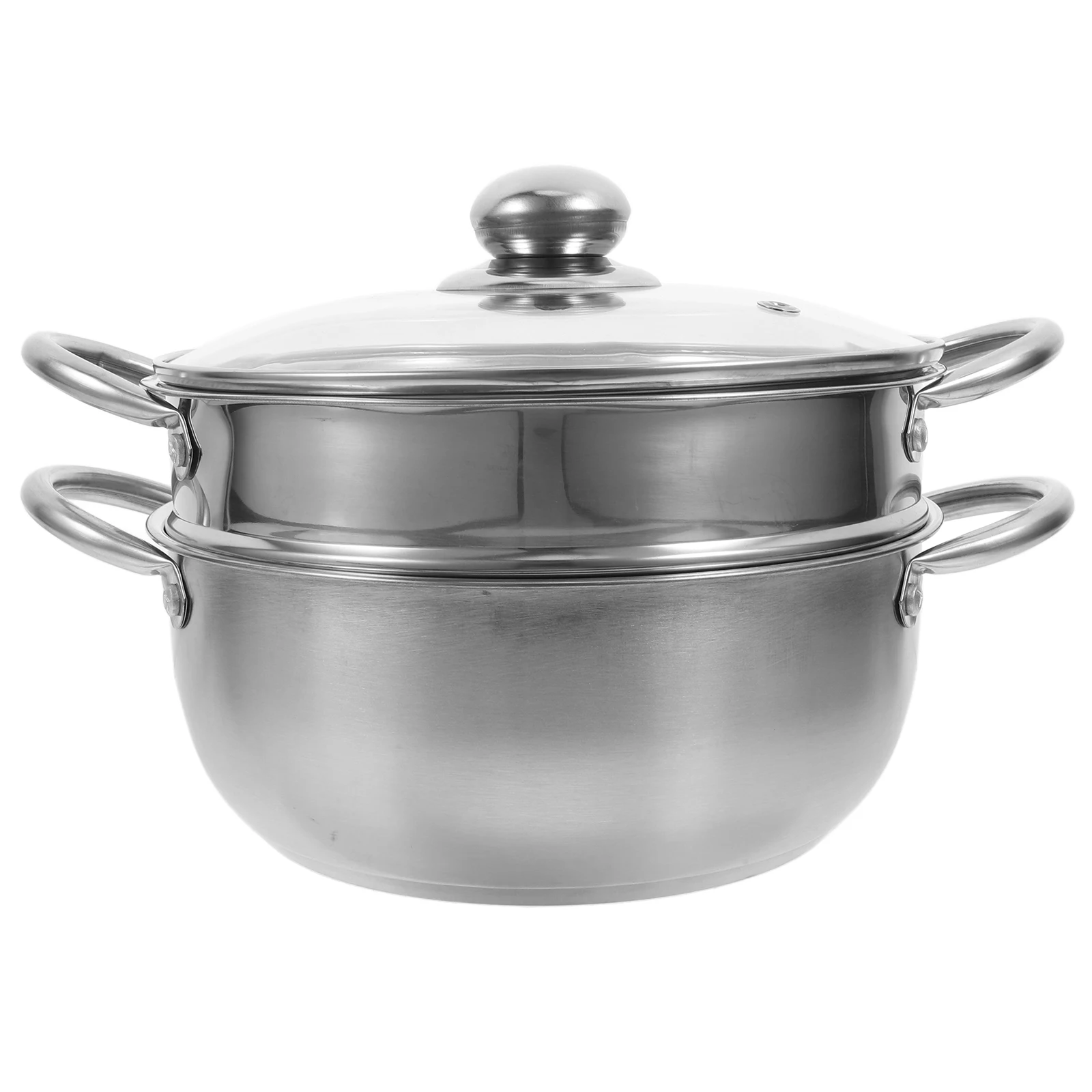 

1Pcs Double-Layer Stainless Steel Steam Pot Large Capacity High Cover Multi-Layer Steaming Cookware Stackable Kitchen Tool