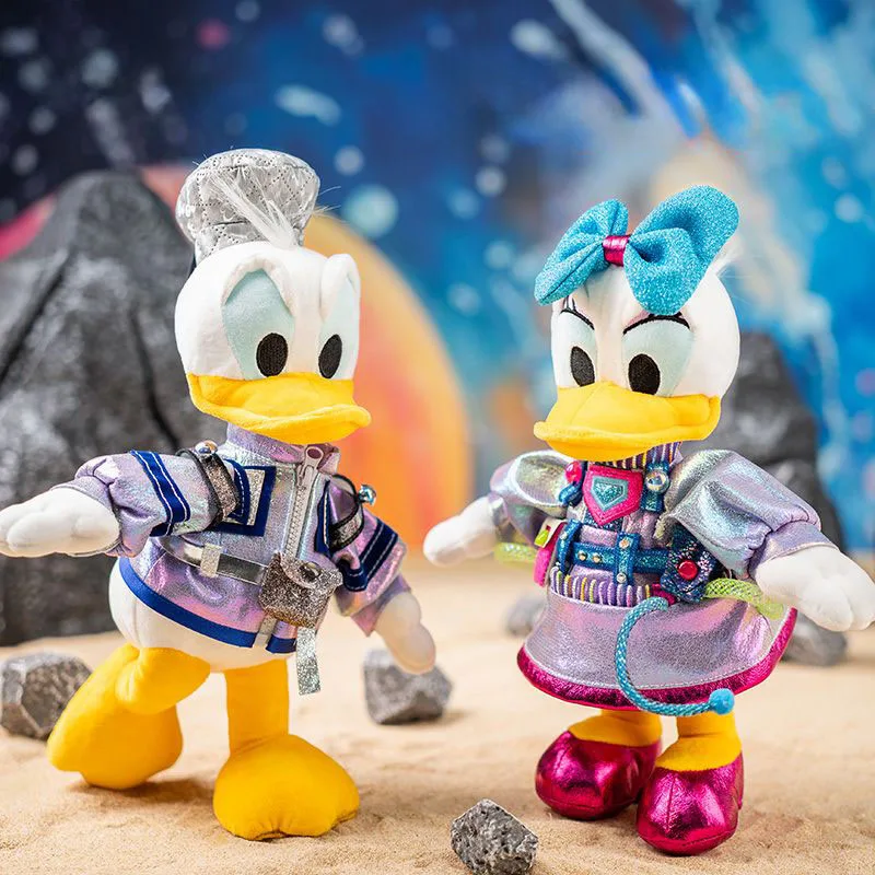 

Donald Duck and Daisy Space Time Series Plush Toys Holographic Outfit Stuffed Animals with Removable Clothes for Kids Gifts