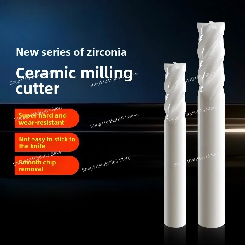 4‑Flute Extended Helical Ceramic End Mill, C N C High‑Speed Milling Cutter for Zirconia and Graphene Finish Milling
