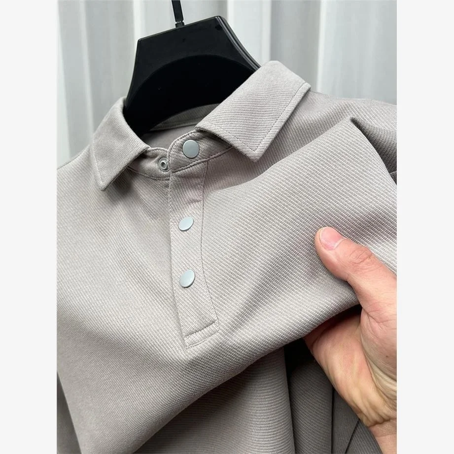 Camisa de Algodón de Primavera para Hombre, Holgada, de Manga Larga, con Cuello Clásico, Estilo Business, Color Liso, Cuadros Vichy, con Botones, para Hombres de Mediana Edad