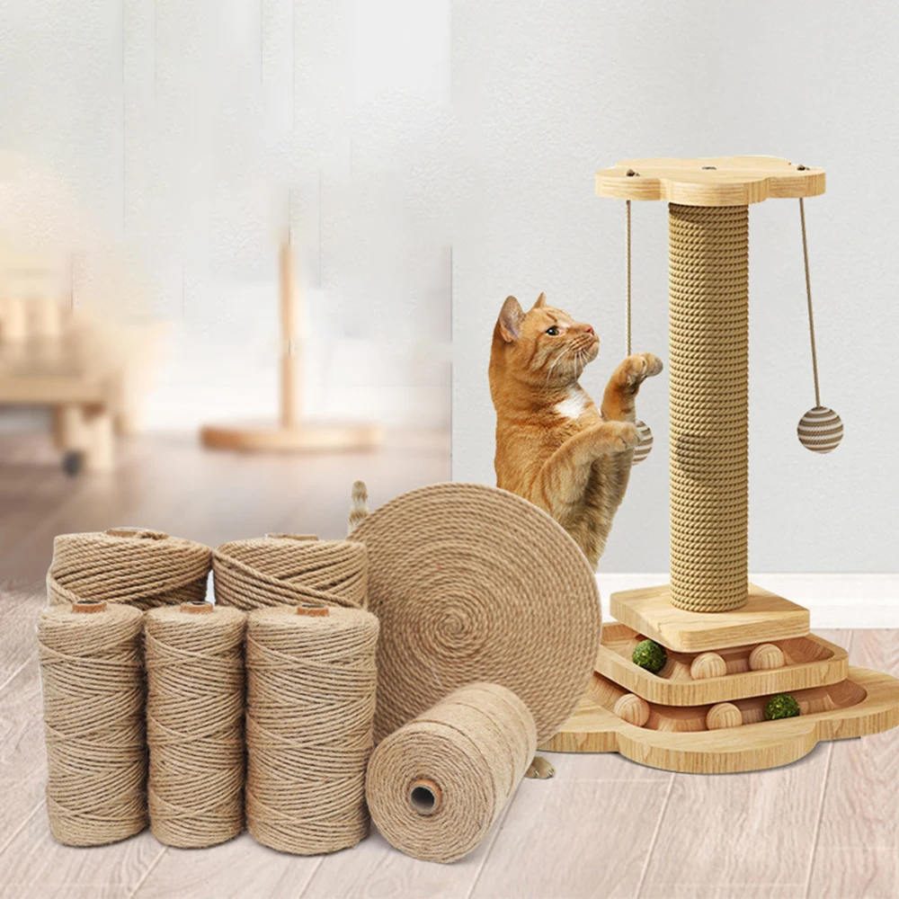 

50M Natural Sisal Rope Cat Scratcher Rope Tree Scratching Cat DIY Toy Accessories Paw Claw Furniture Protector Scratching Post